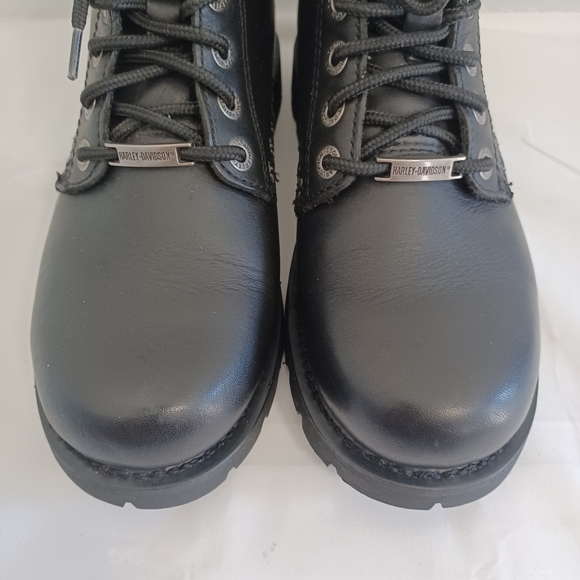 HARLEY DAVIDSON men's  motorcycle boots black leather lace-up Sz7.5 - Picture 3 of 11